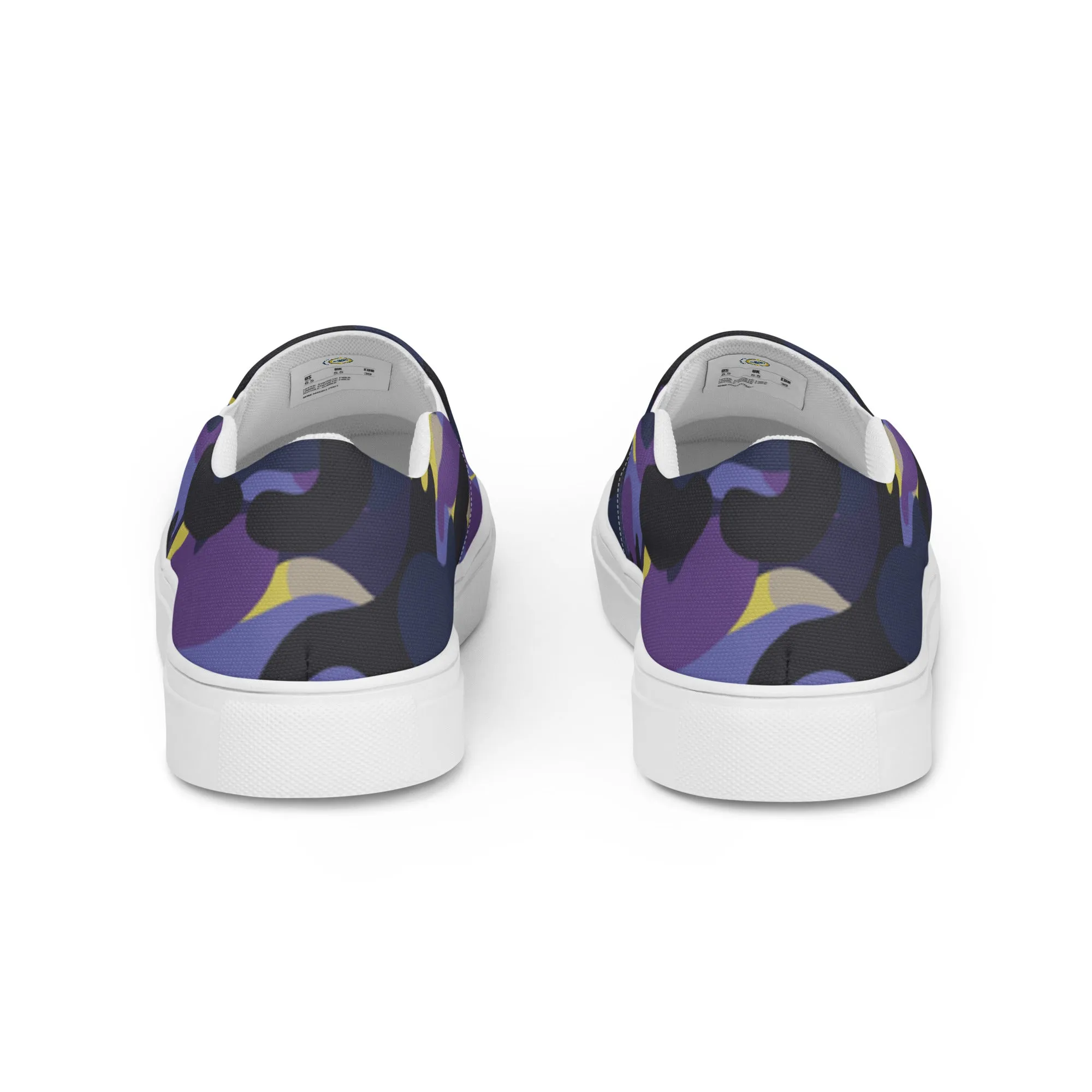 Women’s Camo slip-on canvas shoes, Purple camo shoes