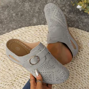 Women's Casual Buckled Strap Mule Loafers 69525510C