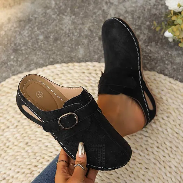 Women's Casual Buckled Strap Mule Loafers 69525510C