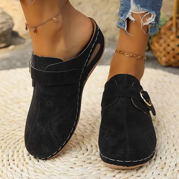 Women's Casual Buckled Strap Mule Loafers 69525510C