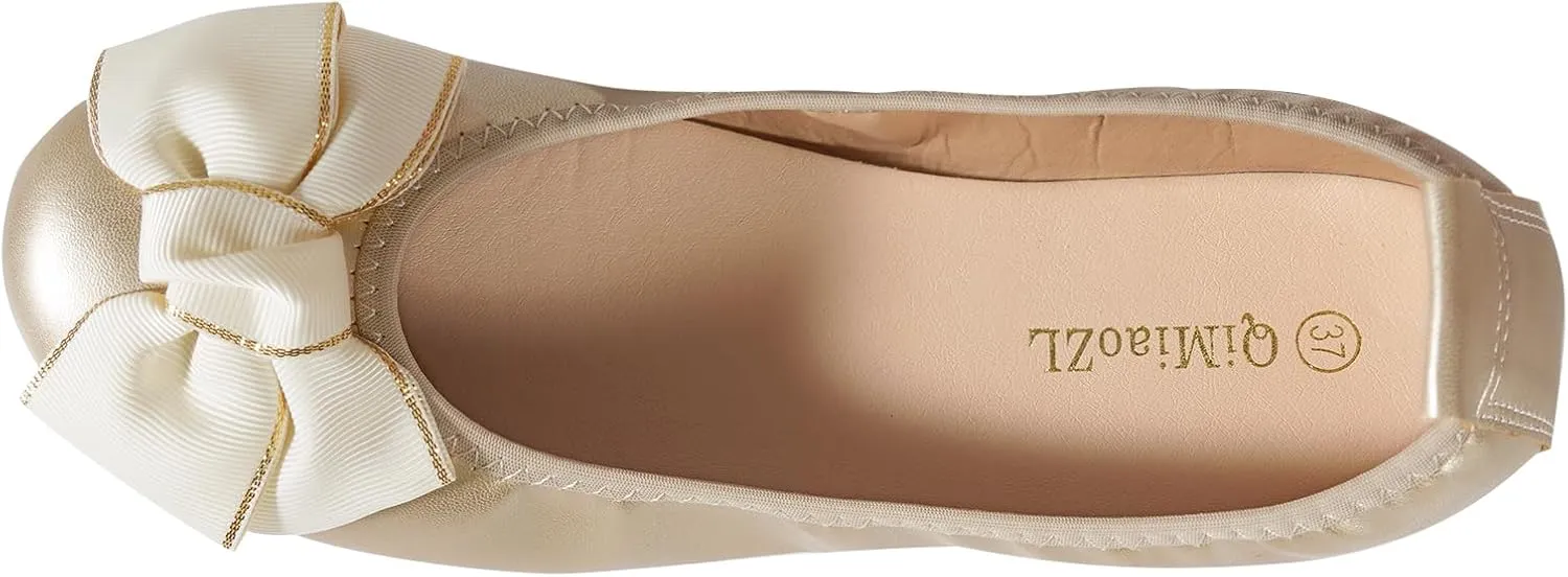 Women's Casual Round Toe Bow Knot Ballet Comfort Soft Slip On Casual Flats Shoes