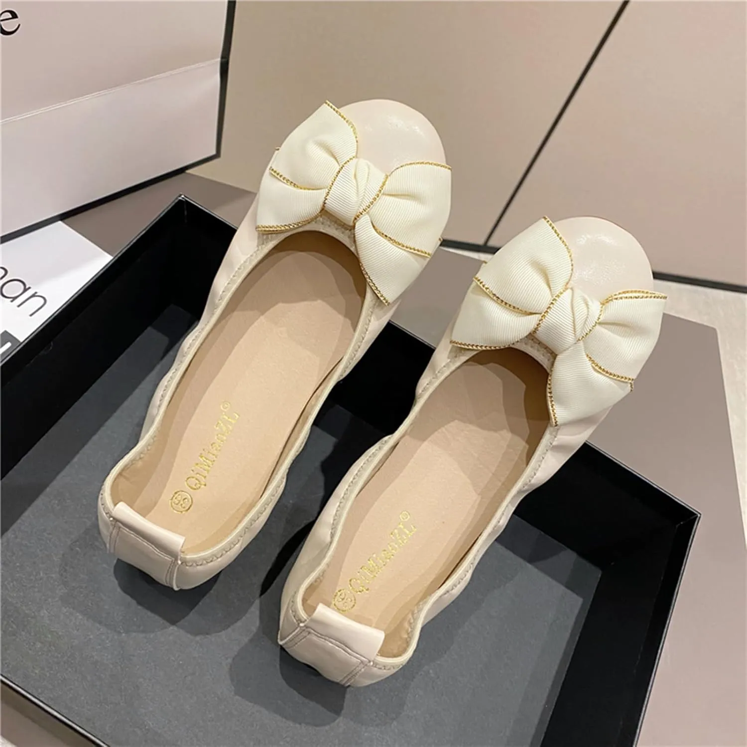 Women's Casual Round Toe Bow Knot Ballet Comfort Soft Slip On Casual Flats Shoes