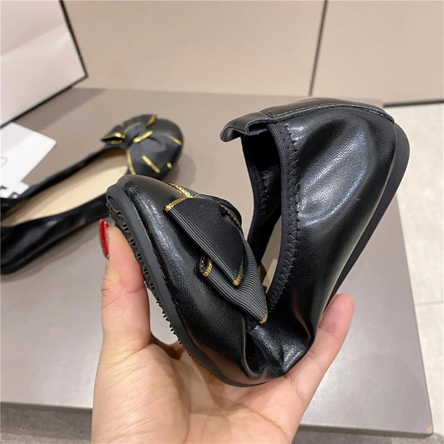Women's Casual Round Toe Bow Knot Ballet Comfort Soft Slip On Casual Flats Shoes
