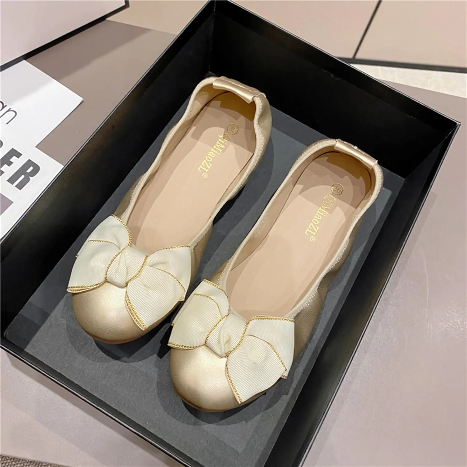 Women's Casual Round Toe Bow Knot Ballet Comfort Soft Slip On Casual Flats Shoes