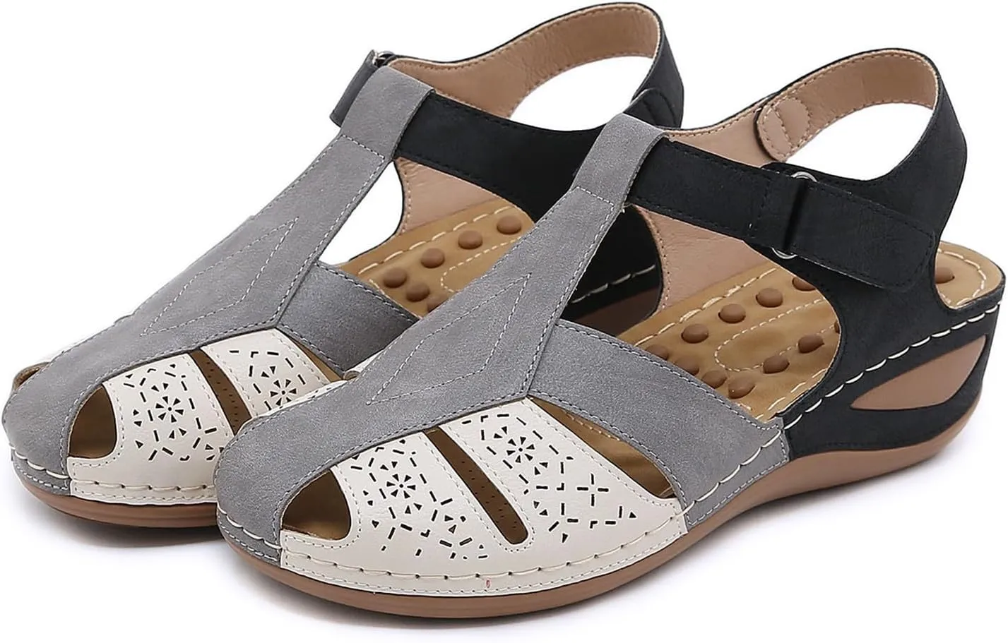 Women's Causal Closed Toe Wedges Sandals Summer Comfortable Ankle Strap Beach Dressy Sandal Water Slides Women