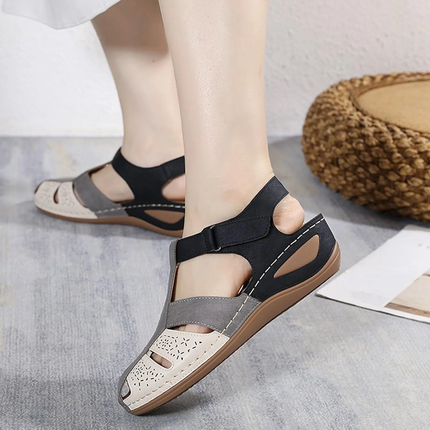 Women's Causal Closed Toe Wedges Sandals Summer Comfortable Ankle Strap Beach Dressy Sandal Water Slides Women