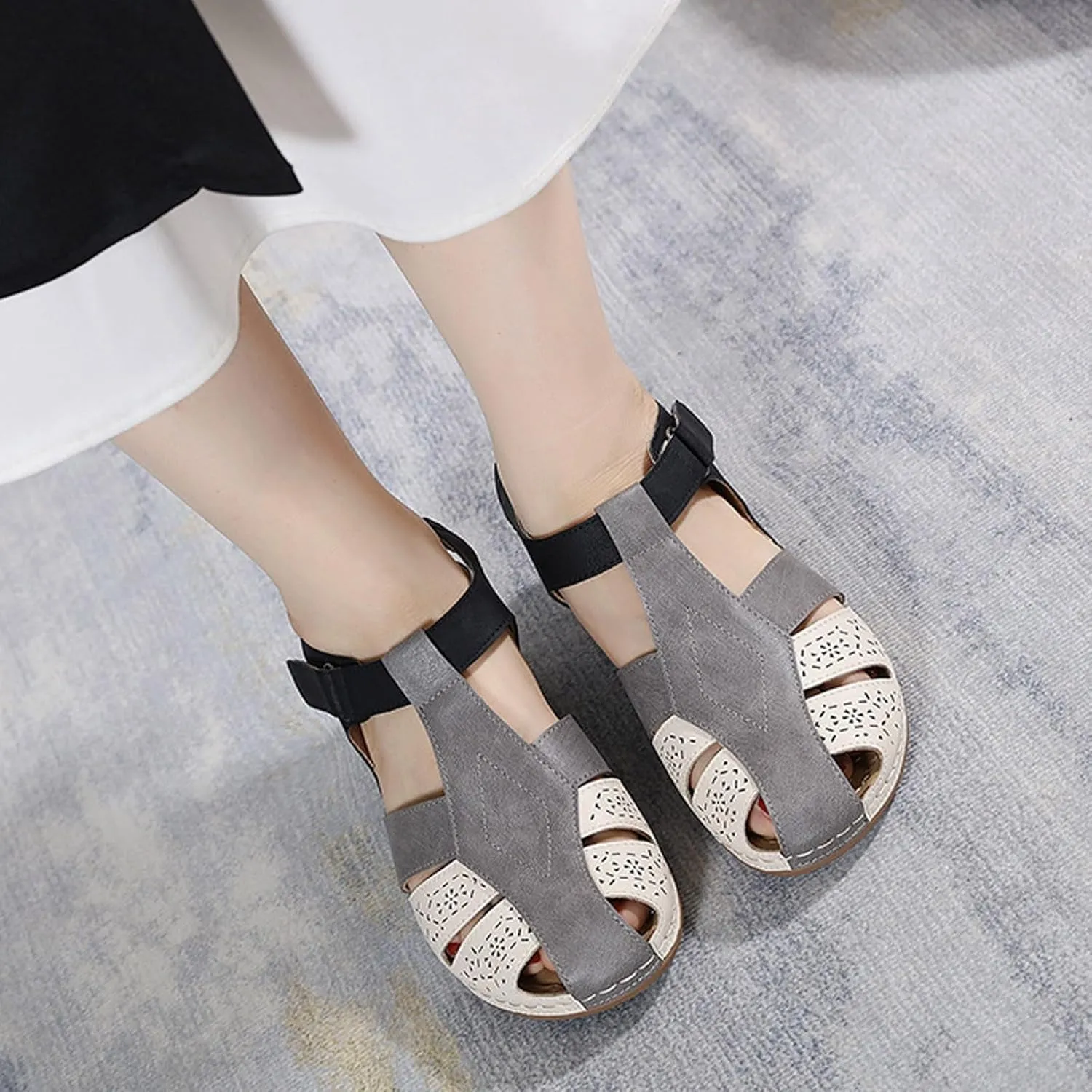 Women's Causal Closed Toe Wedges Sandals Summer Comfortable Ankle Strap Beach Dressy Sandal Water Slides Women