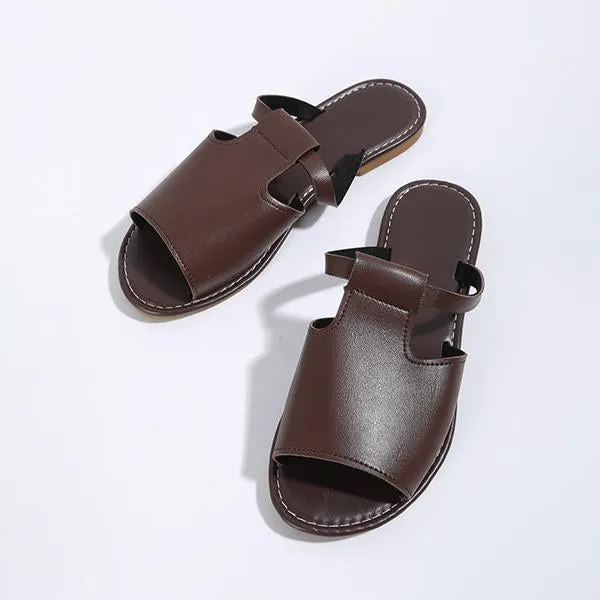 Women's Fashion Hollow Fish Mouth Flat Slippers 94749419S