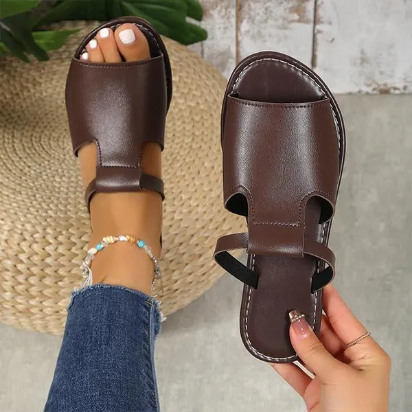 Women's Fashion Hollow Fish Mouth Flat Slippers 94749419S
