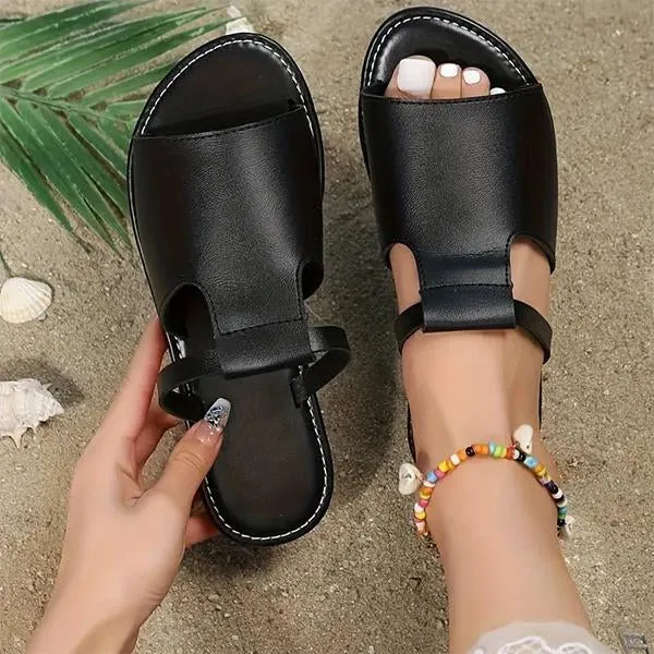 Women's Fashion Hollow Fish Mouth Flat Slippers 94749419S