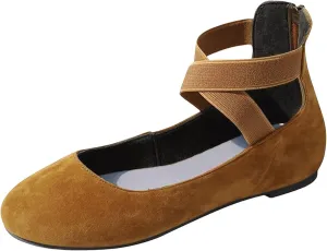 Women's Flats Shoes Breathable Round Toe Women Comfortable Mary Jane Ballet with Elastic Strap Casual Shoes for Women Comfortable Soft Slip On