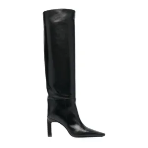 Women's Leather High Heel Pointed Toe Knee High Boots Spring Autumn