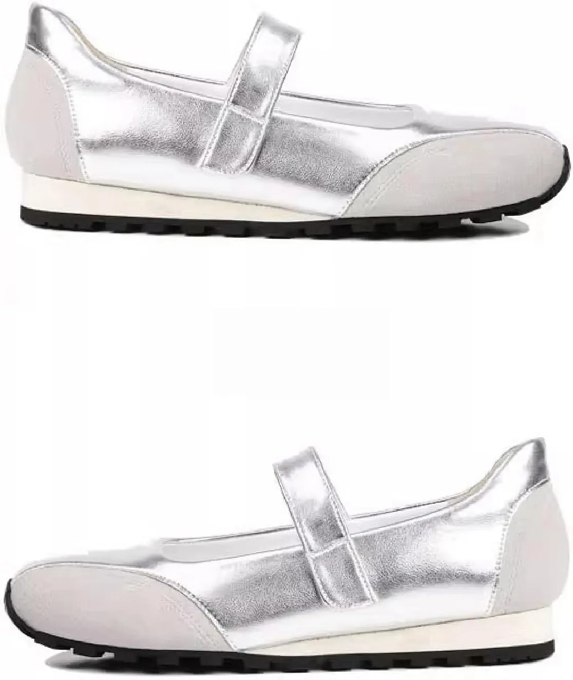 Women's Leather Soft Sole Strap Mary Jane Shoes, Summer Comfortable Dress Shoes Cute Closed Toe Slip-On Lightweight Breathable Walking Shoes