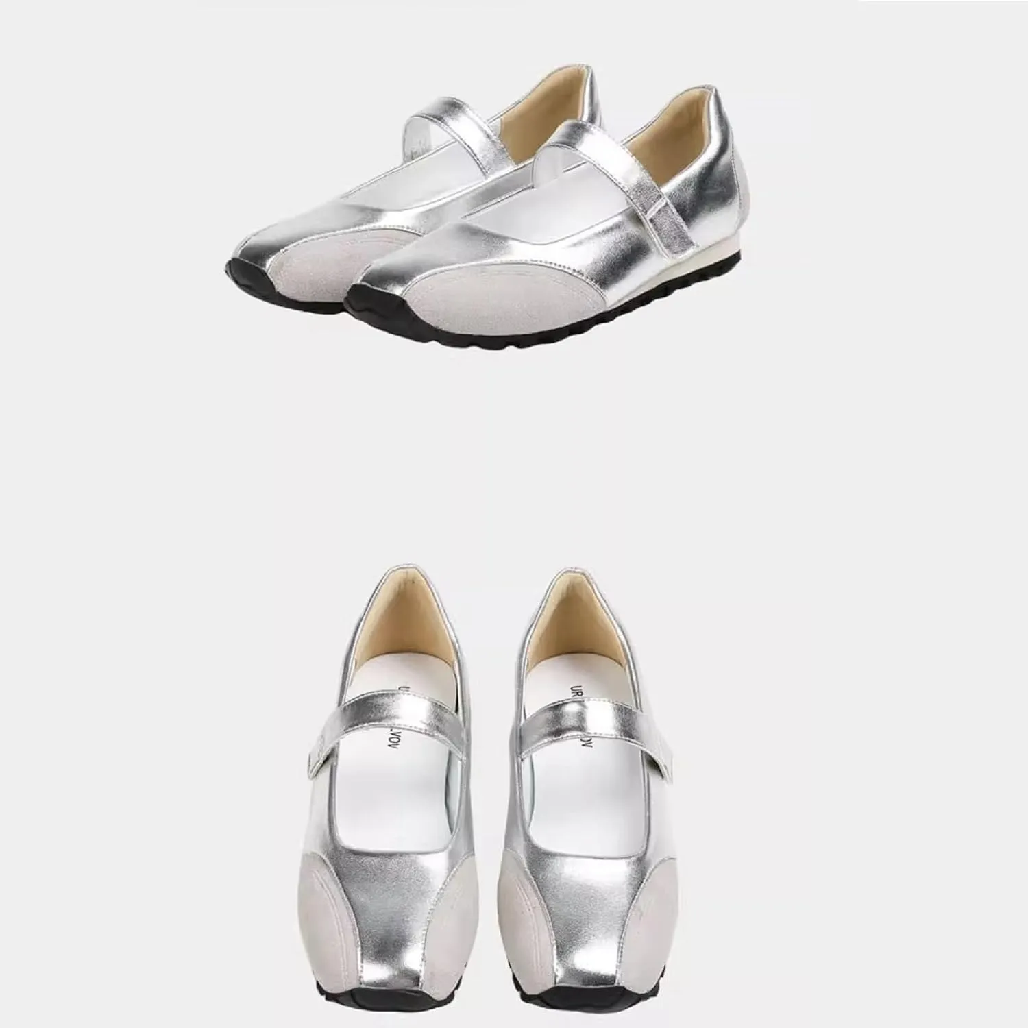 Women's Leather Soft Sole Strap Mary Jane Shoes, Summer Comfortable Dress Shoes Cute Closed Toe Slip-On Lightweight Breathable Walking Shoes