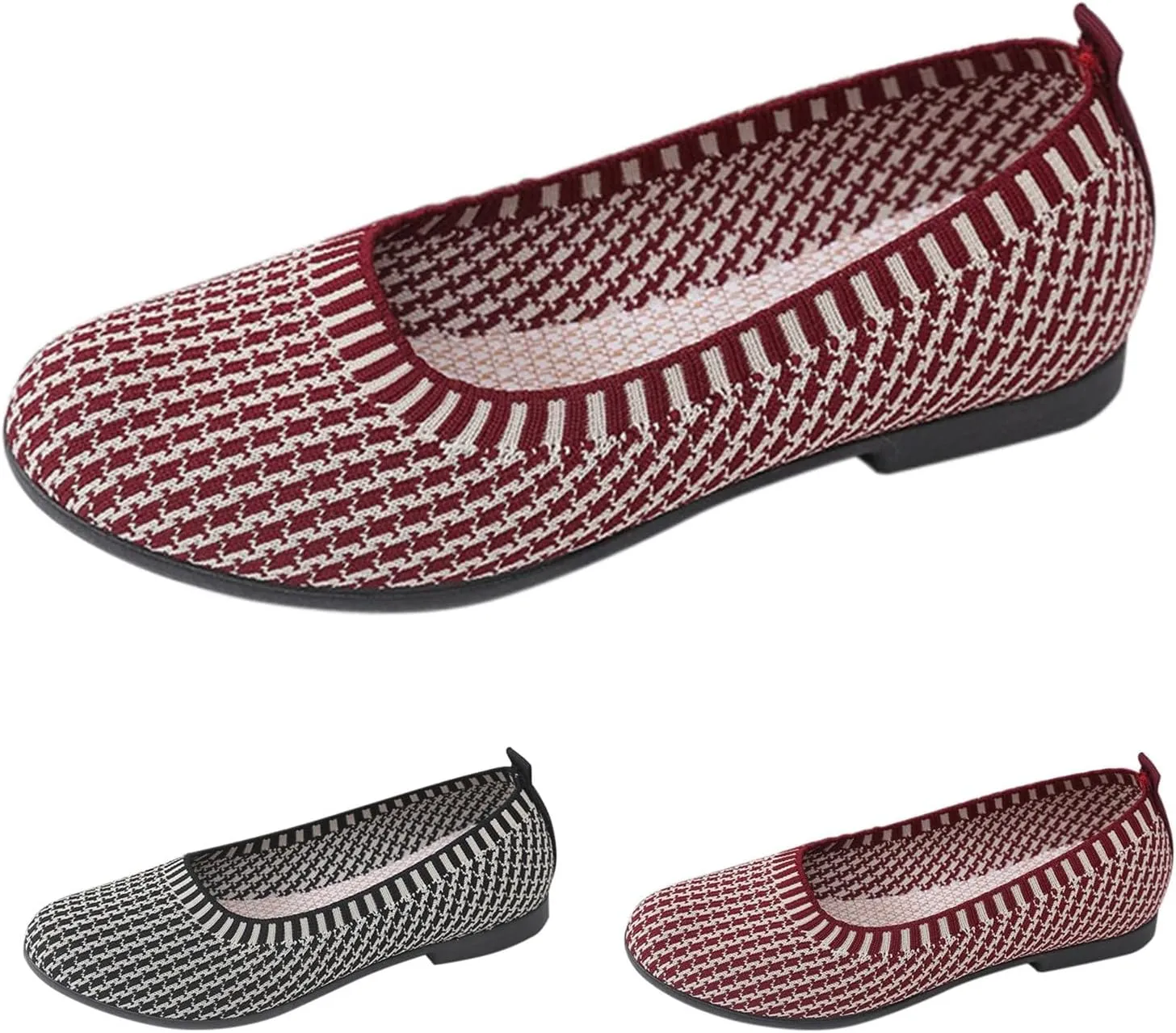Women's Low Heel Casual Shoes Women's Woven Breathable Soft Sole Shoes Mesh Slip On Sneakers Wide Width Orthopedic Walking Sneaker