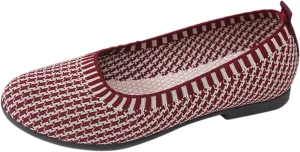 Women's Low Heel Casual Shoes Women's Woven Breathable Soft Sole Shoes Mesh Slip On Sneakers Wide Width Orthopedic Walking Sneaker