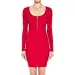 Womens O-Ring Zip Scoop Neck Long Sleeve Mini Bodycon Dress
