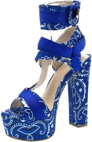 Women's Open Toe Strappy Chunky Platform High Heel Sandals