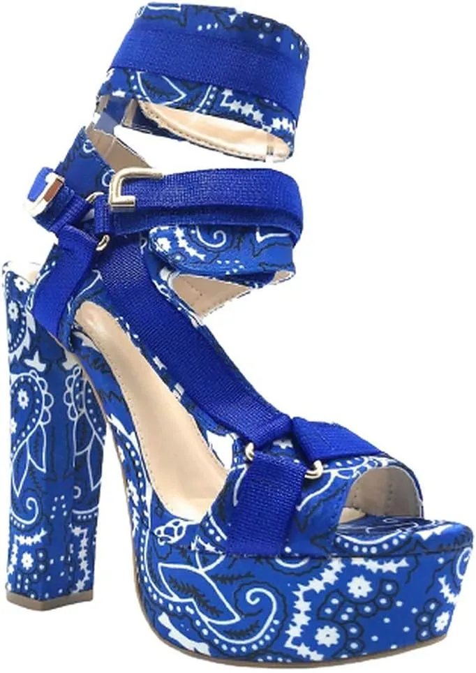 Women's Open Toe Strappy Chunky Platform High Heel Sandals