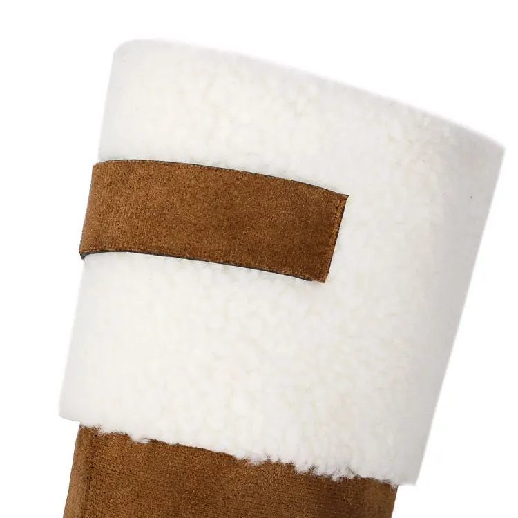 Women's Patchwork Plush Flats Knee High Snow Boots