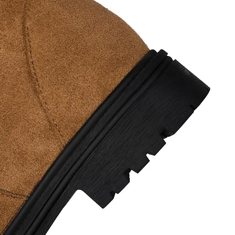 Women's Patchwork Plush Flats Knee High Snow Boots