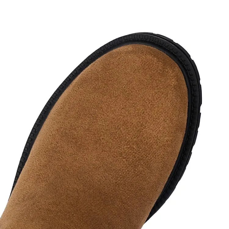 Women's Patchwork Plush Flats Knee High Snow Boots