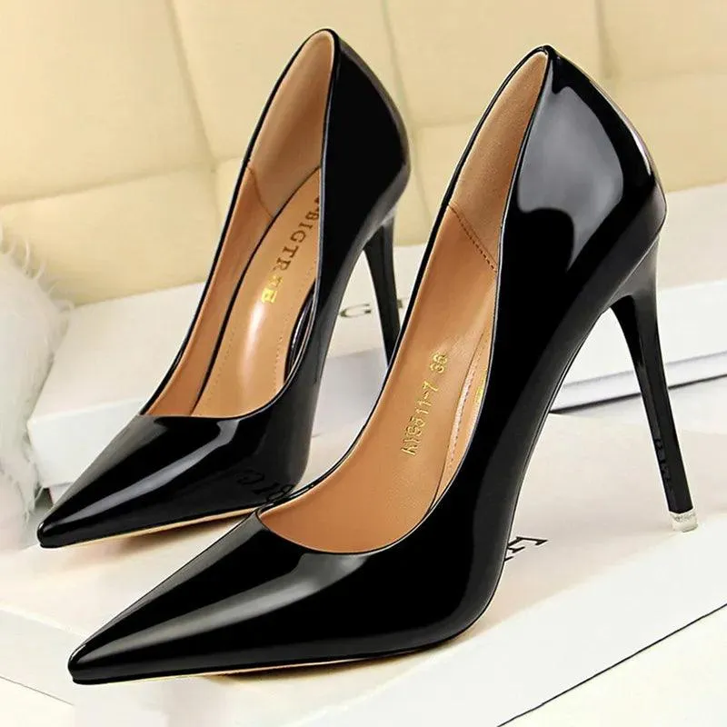 Womens Patent Leather High Heel Shoes Wedding Stilettos