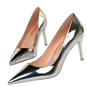 Womens Patent Leather High Heel Shoes Wedding Stilettos