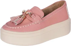 Women's Platform Loafers with Tassel, Faux Leather, Chunky Sole, Gold Hardware