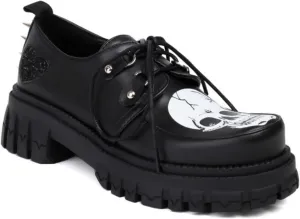 Women's Platform Round Toe Chunky Heels Block Lace Up Oxfords Fashion Studded Skull Print Party Evening Prom Dress Shoes