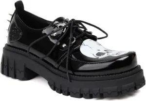 Women's Platform Round Toe Chunky Heels Block Lace Up Oxfords Fashion Studded Skull Print Party Evening Prom Dress Shoes