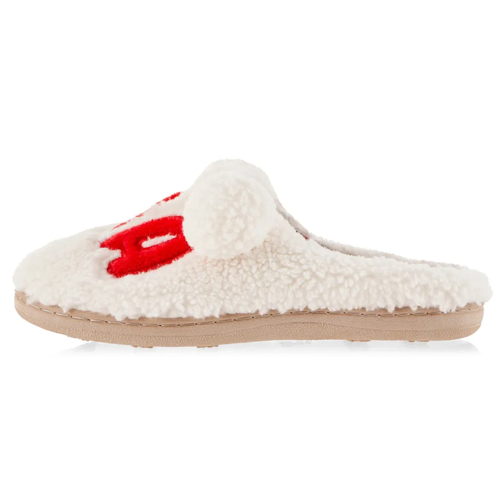 Womens "Mama" Fuzzy Faux Sherpa Clog Slipper w/ Buffalo plaid lining