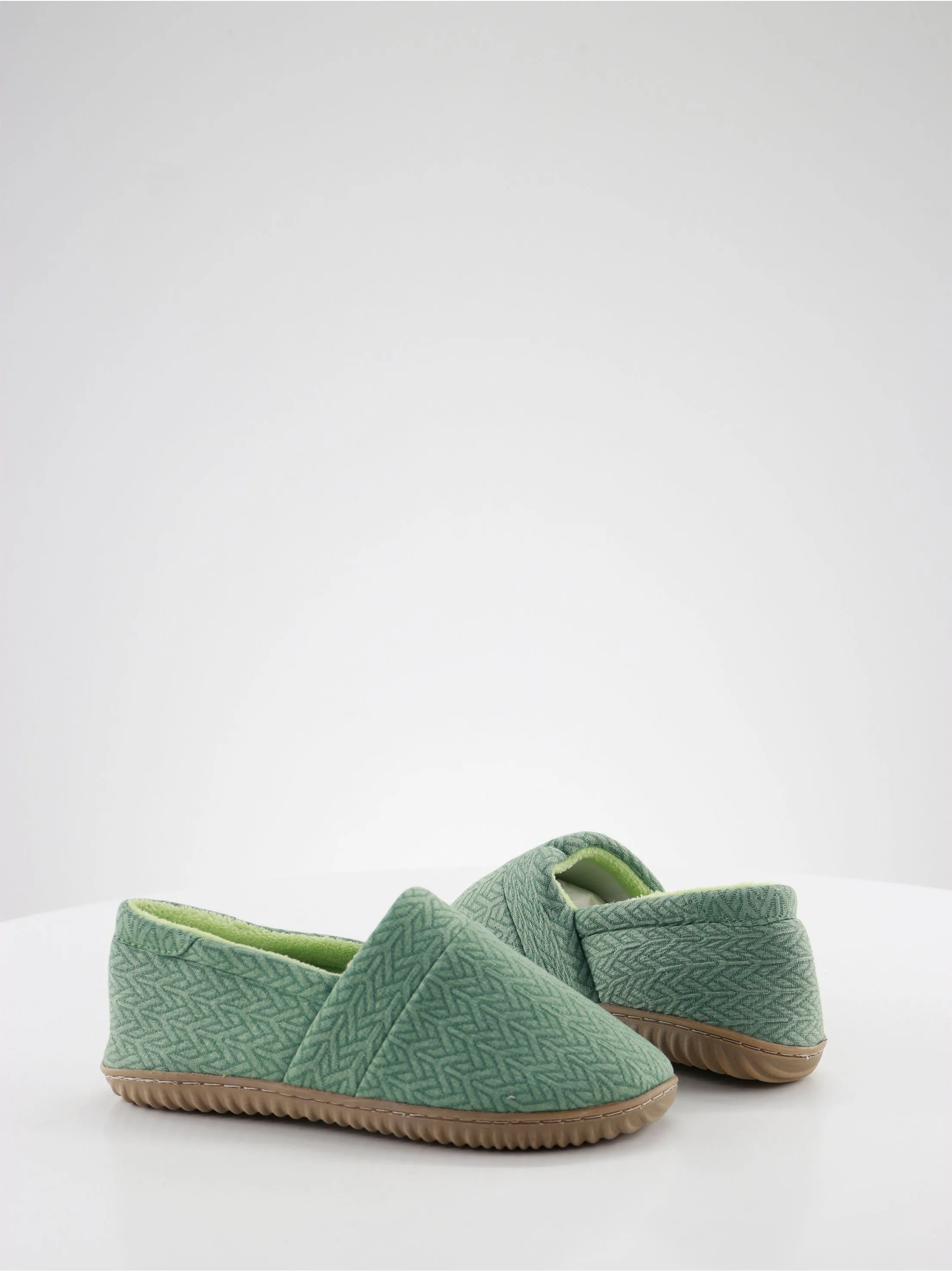 Women's Ribbed Slip On Flat Slippers,Green
