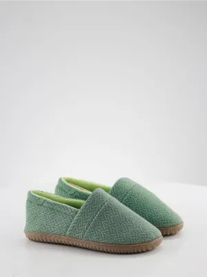 Women's Ribbed Slip On Flat Slippers,Green
