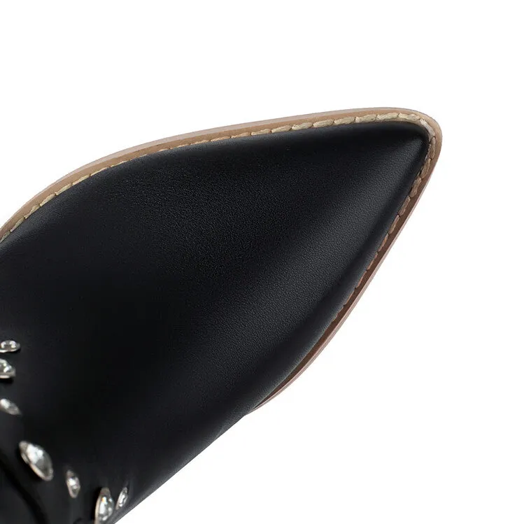 Women's Rivets High Heel Knee High Western Boots