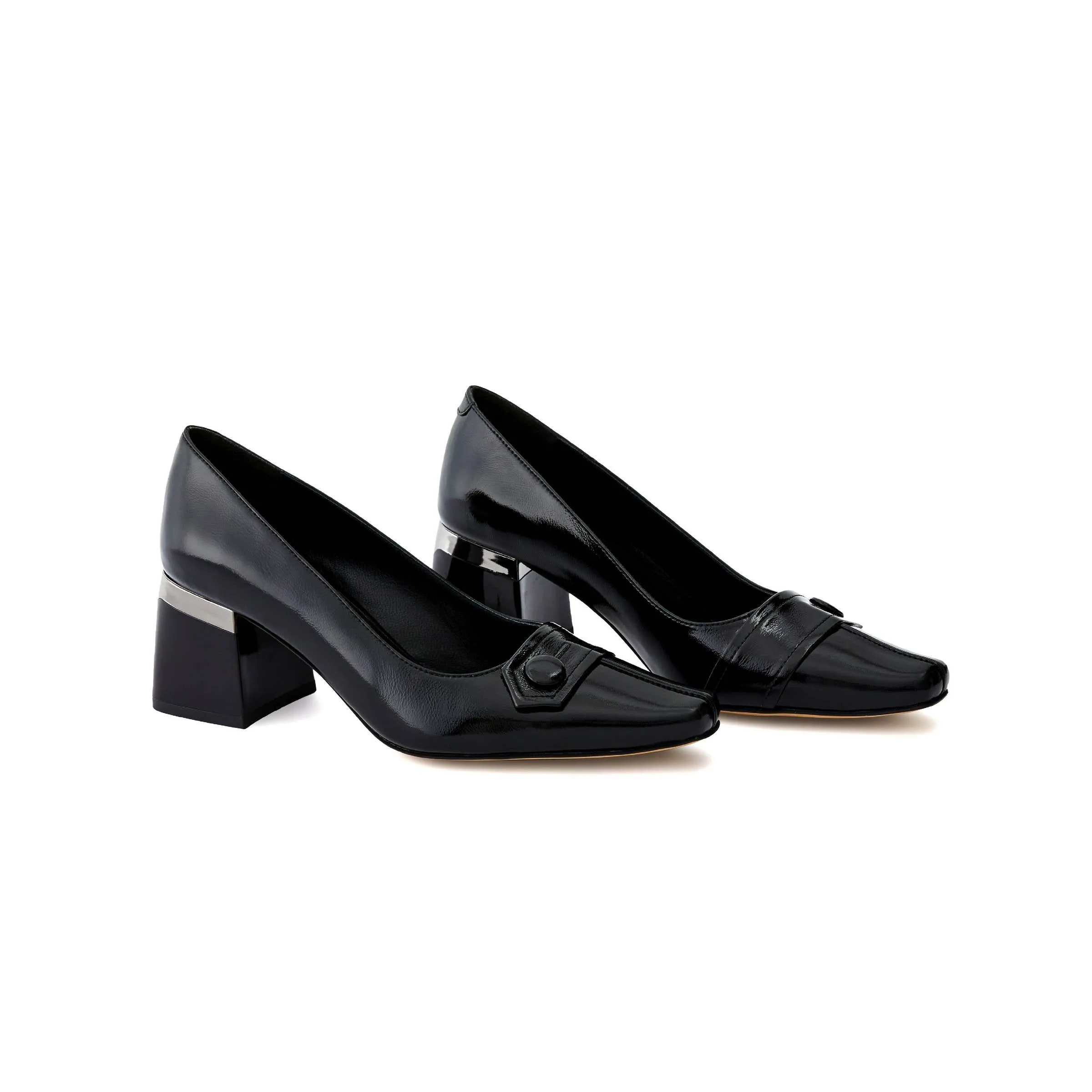 Women's Rugan Calf Leather Handmade Block Heels W1008