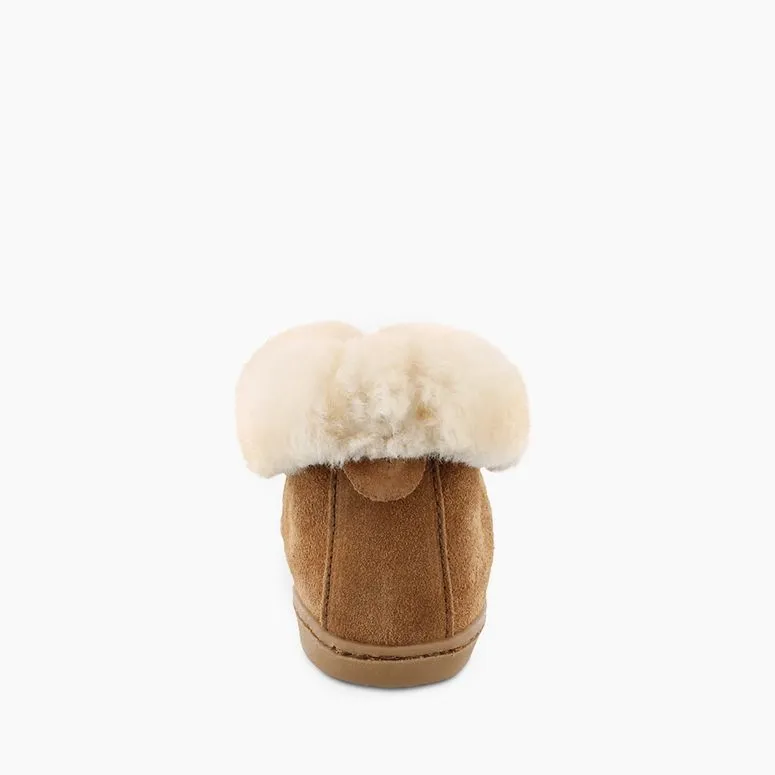 Women's Sheepskin WIDE Ankle Moccasin Boot in Tan