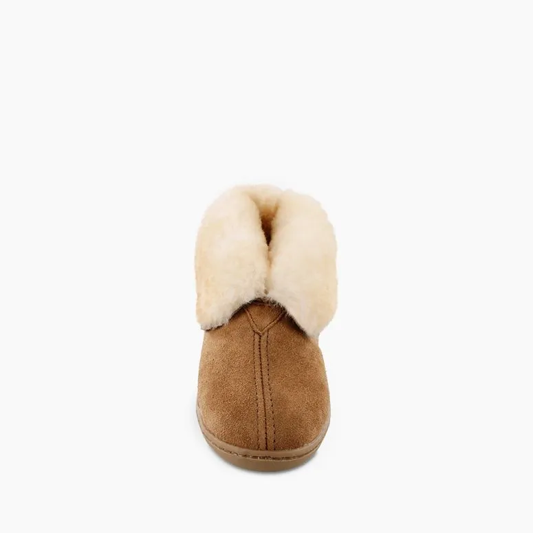 Women's Sheepskin WIDE Ankle Moccasin Boot in Tan