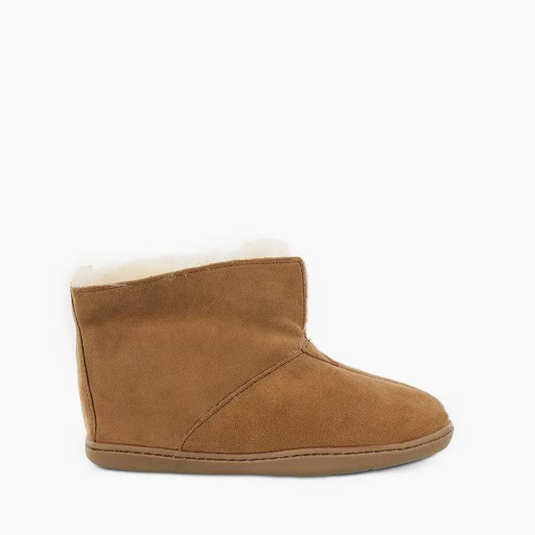 Women's Sheepskin WIDE Ankle Moccasin Boot in Tan