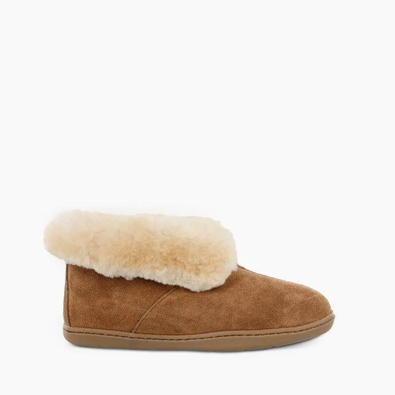 Women's Sheepskin WIDE Ankle Moccasin Boot in Tan
