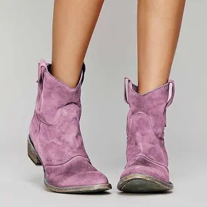 Women's Short Low Heel Country Dress Boots Ankle Dress Booties