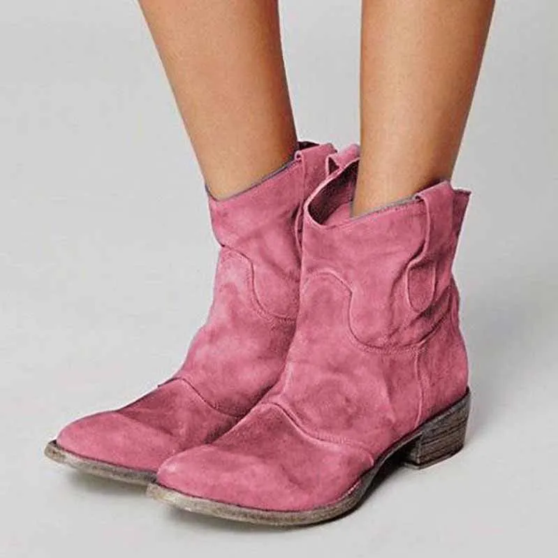 Women's Short Low Heel Country Dress Boots Ankle Dress Booties