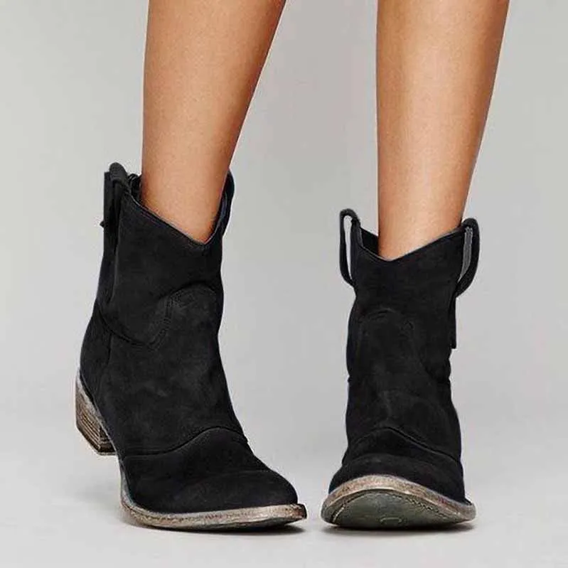 Women's Short Low Heel Country Dress Boots Ankle Dress Booties