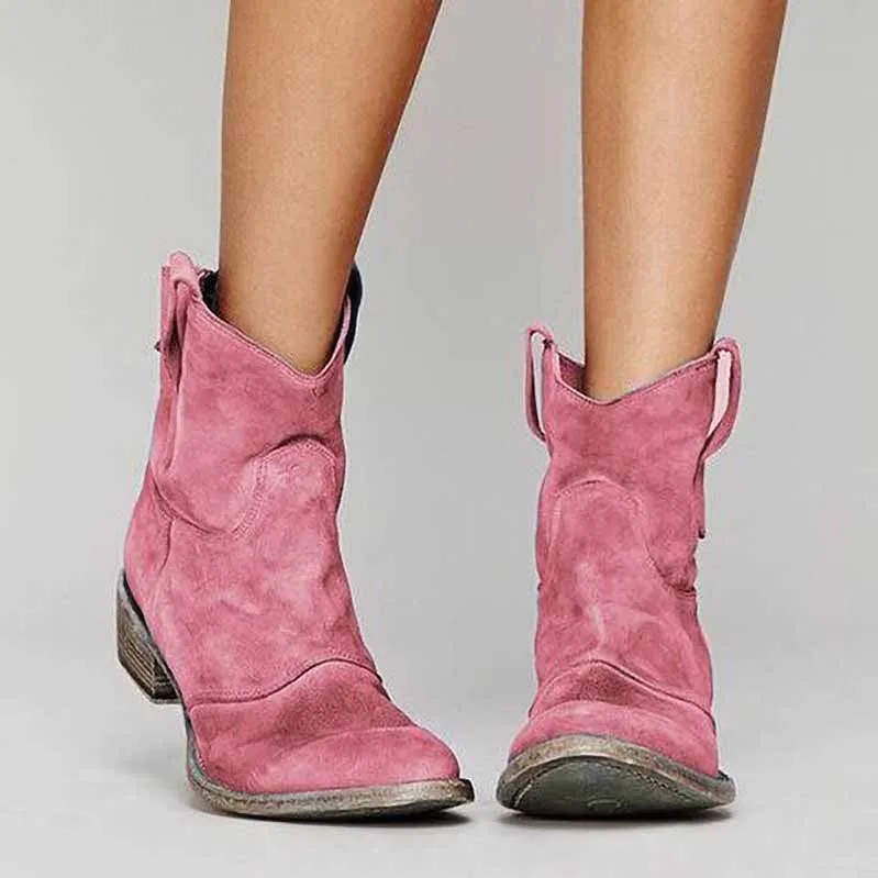 Women's Short Low Heel Country Dress Boots Ankle Dress Booties