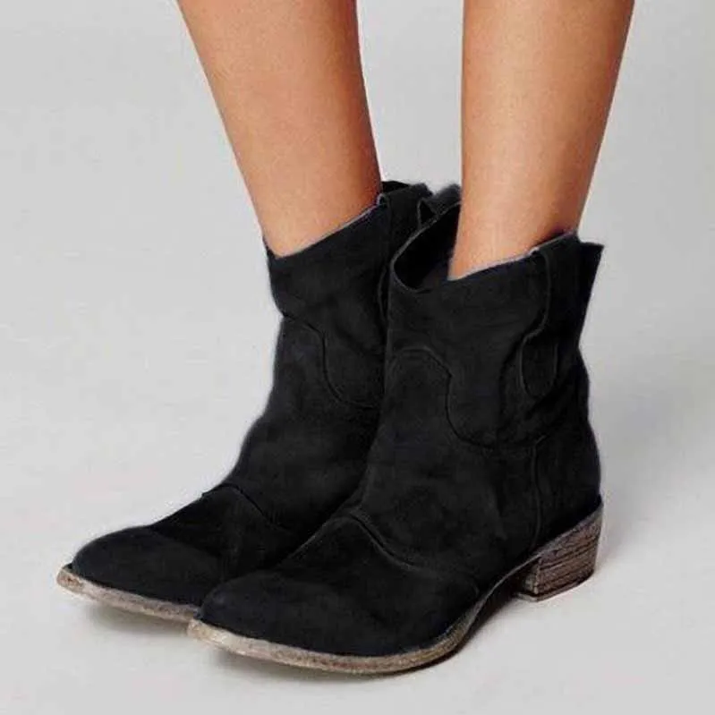 Women's Short Low Heel Country Dress Boots Ankle Dress Booties
