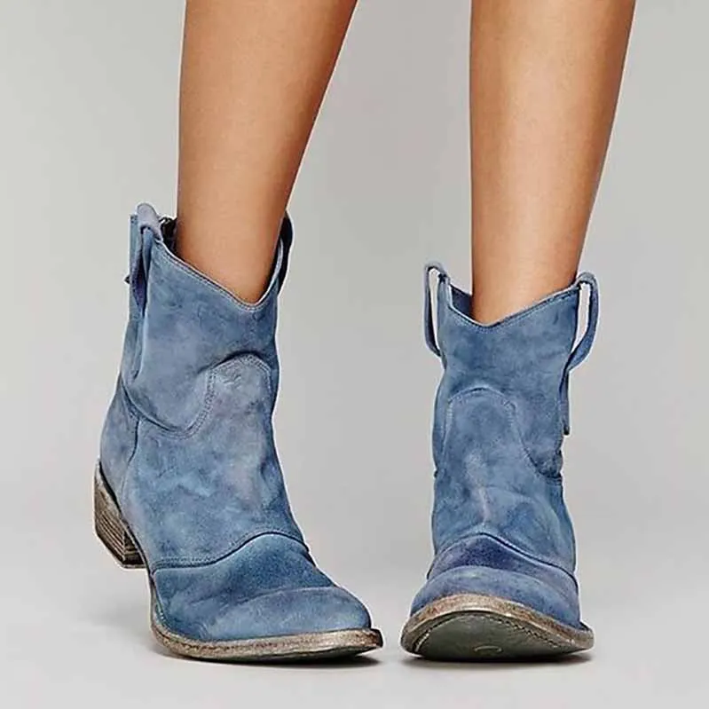 Women's Short Low Heel Country Dress Boots Ankle Dress Booties