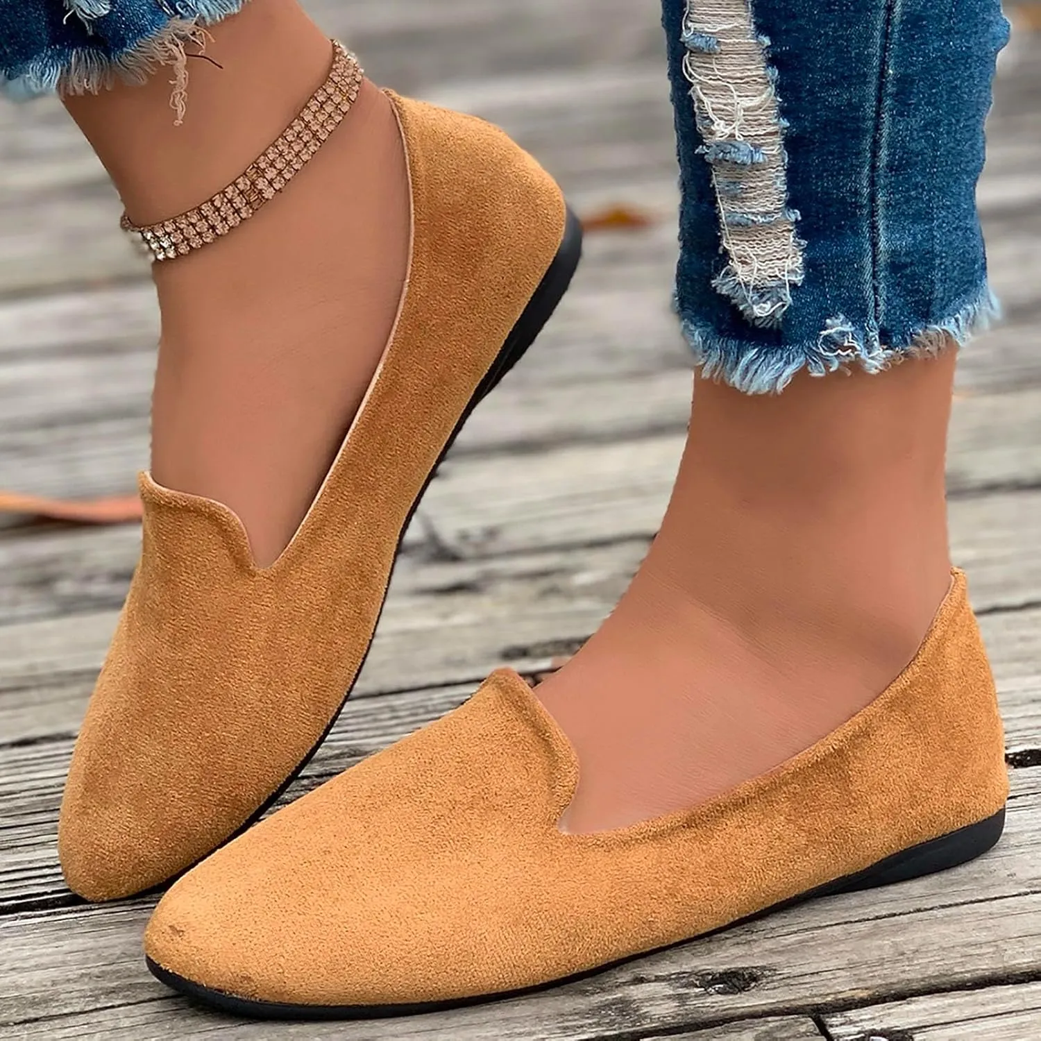 Women's Slip On Ballet Flat Round Toe for Women Dressy Comfortable Slip On Dress Business Casual Shoes for Women Dress Shoes Comfortable