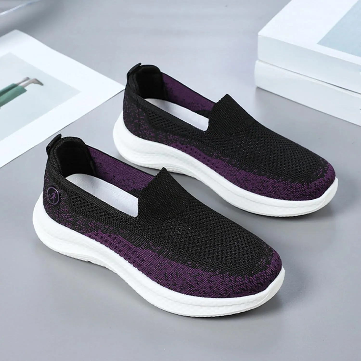 Women's Slip On Mesh Casual Walking Sneakers Comfortable Breathable Soft Sole Non-Slip Running Jogging Shoes