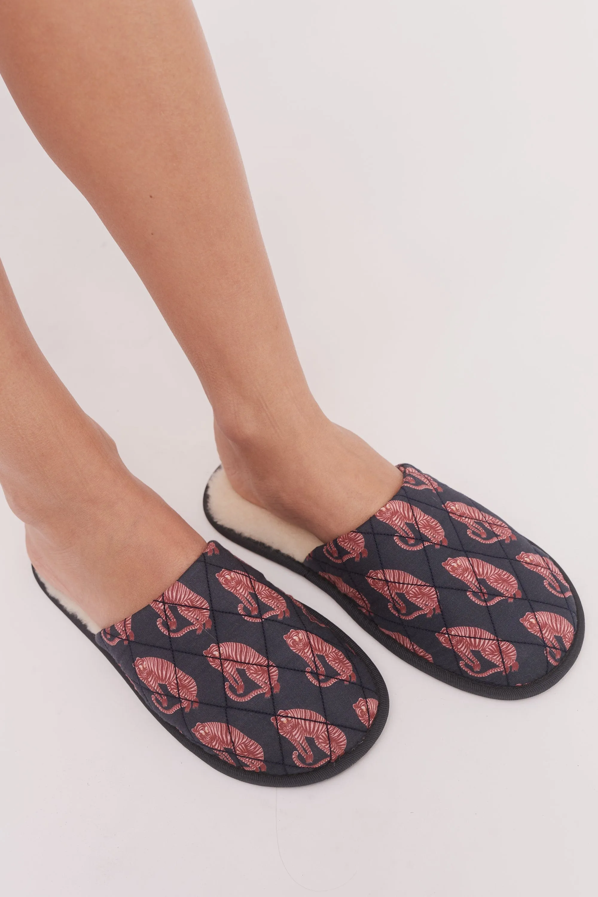 Women's Slipper Sansindo Tiger Print Navy/Pink
