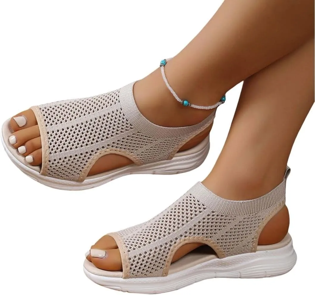 Women's Summer Casual Sandals Soft Flat Thick Bottom Comfortable Slip Outdoor Walking Fashionable Lightweight